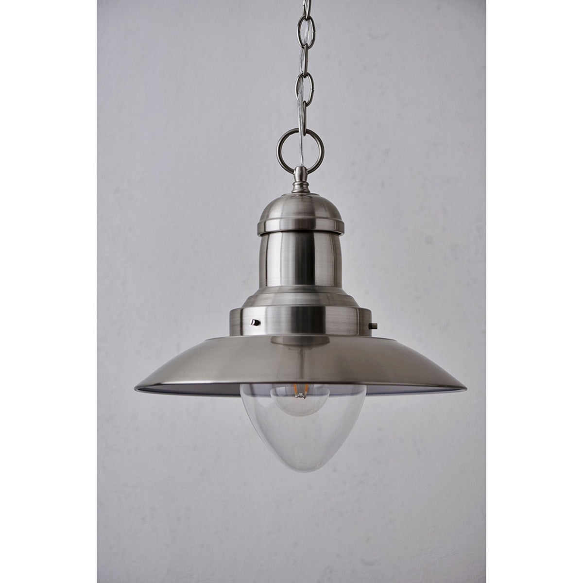 Mendip Pendant Light in Satin Nickel & Clear Glass