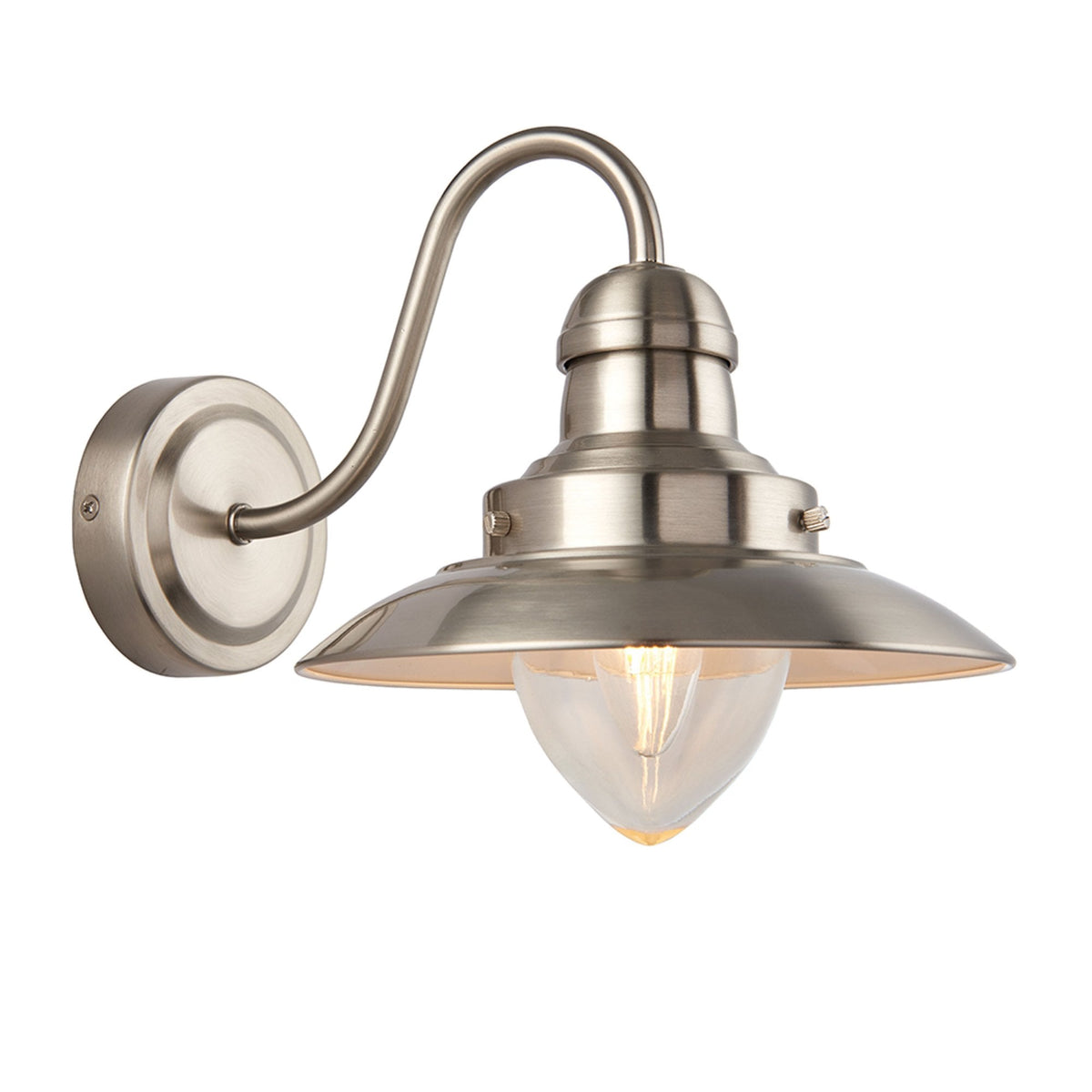 Mendip Wall Light in Satin Nickel & Clear Glass