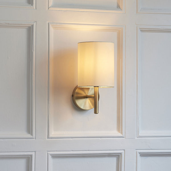 Brio Wall Light in Antique Brass with Cream Shade