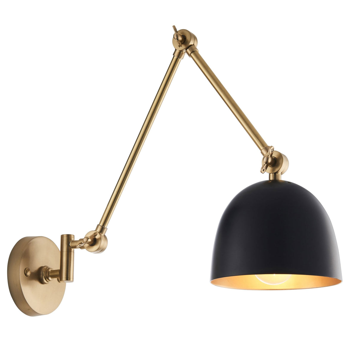 Lehal Swing Arm Wall Light in Antique Solid Brass & Matt Black