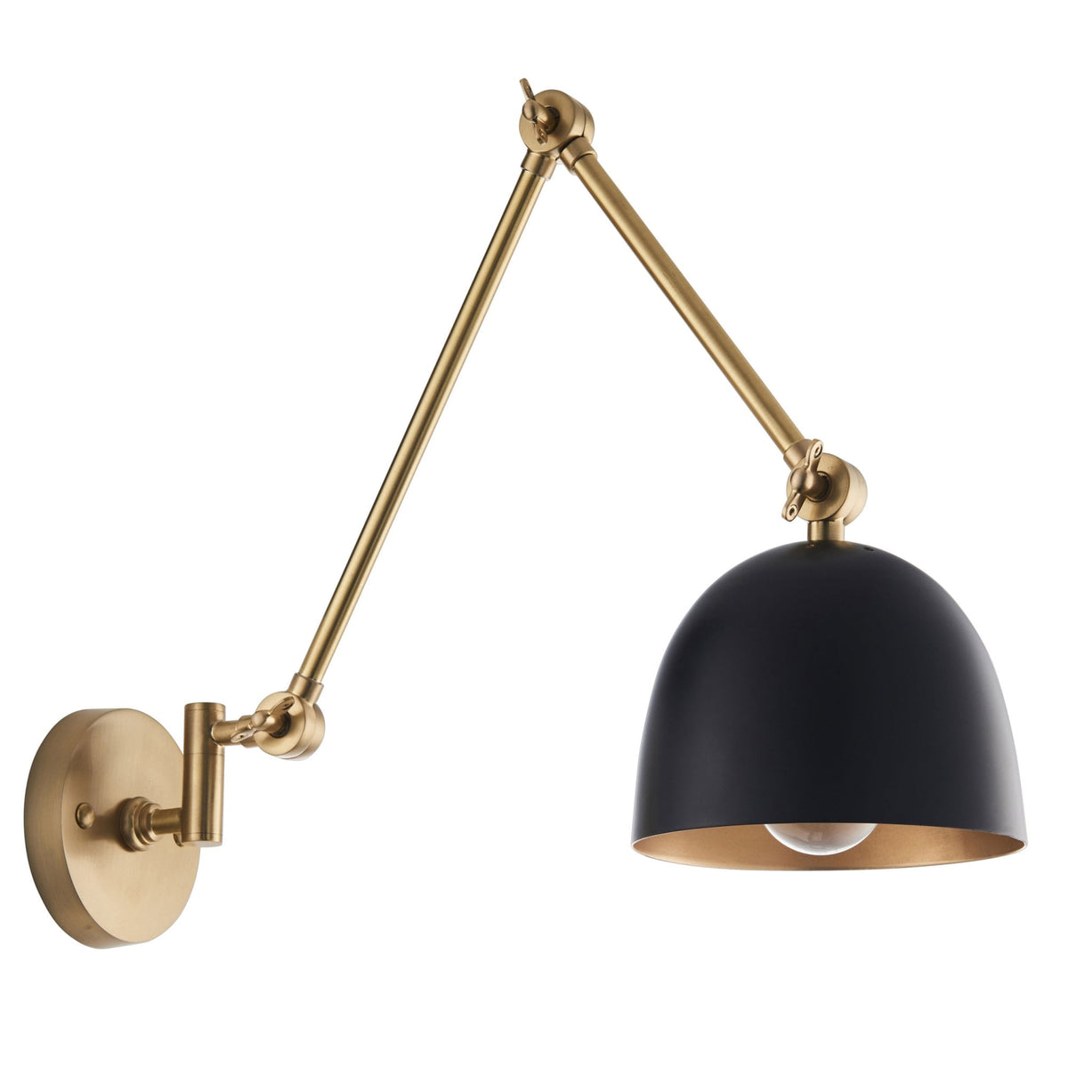 Lehal Swing Arm Wall Light in Antique Solid Brass & Matt Black