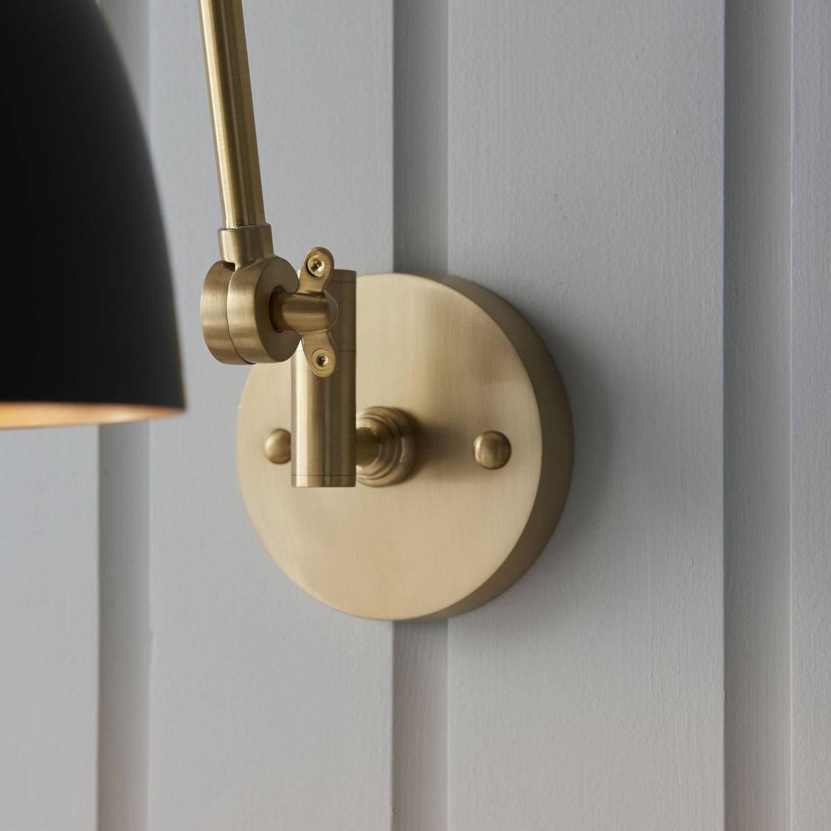 Lehal Swing Arm Wall Light in Antique Solid Brass & Matt Black