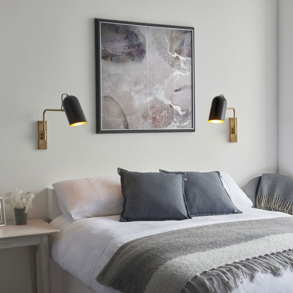 Navren Swing Arm Wall Light in Antique Solid Brass & Matt Black