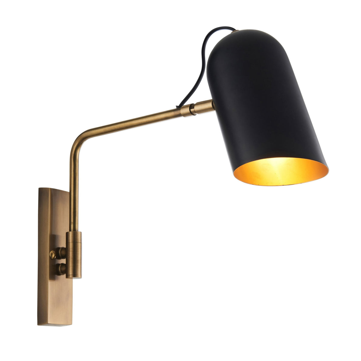 Navren Swing Arm Wall Light in Antique Solid Brass & Matt Black