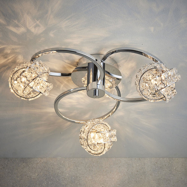 Talia 3lt Semi Flush Light in Chrome and Clear Crystal