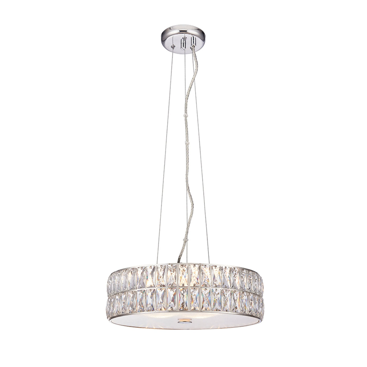 Verina LED Round Pendant in Chrome and Clear Crystal