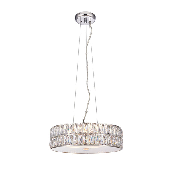 Verina LED Round Pendant in Chrome and Clear Crystal