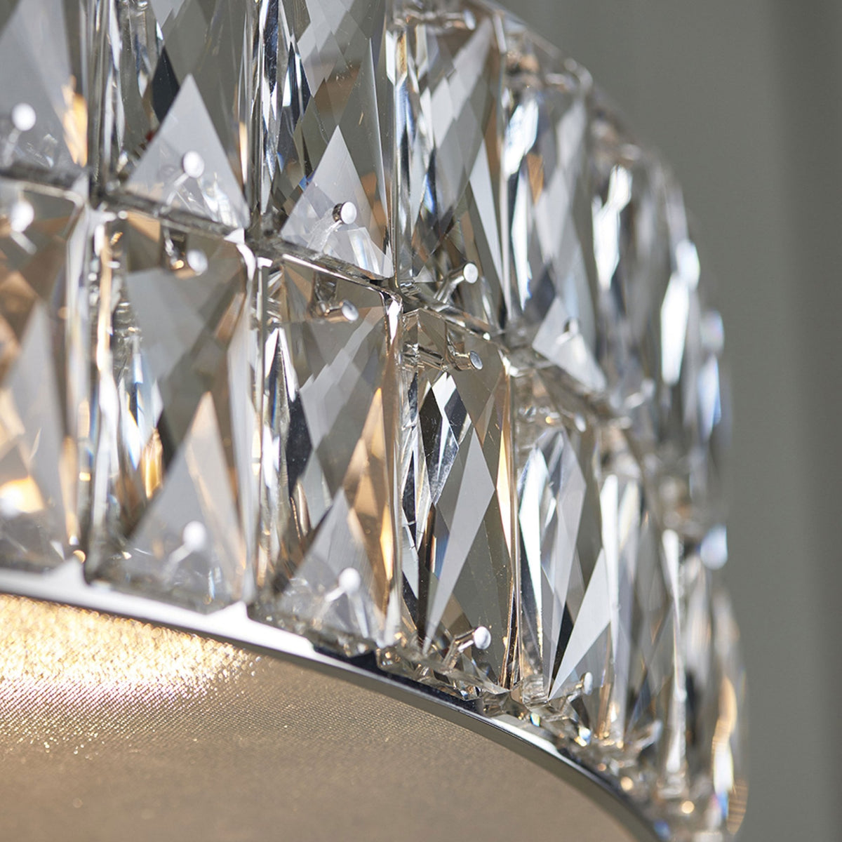 Verina LED Round Pendant in Chrome and Clear Crystal