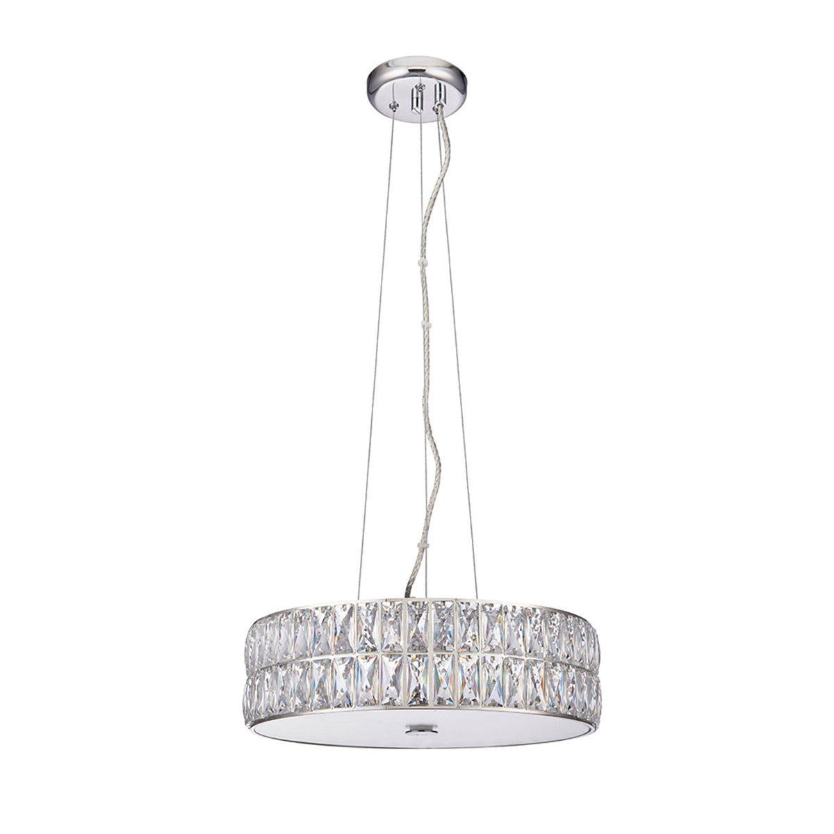 Verina LED Round Pendant in Chrome and Clear Crystal