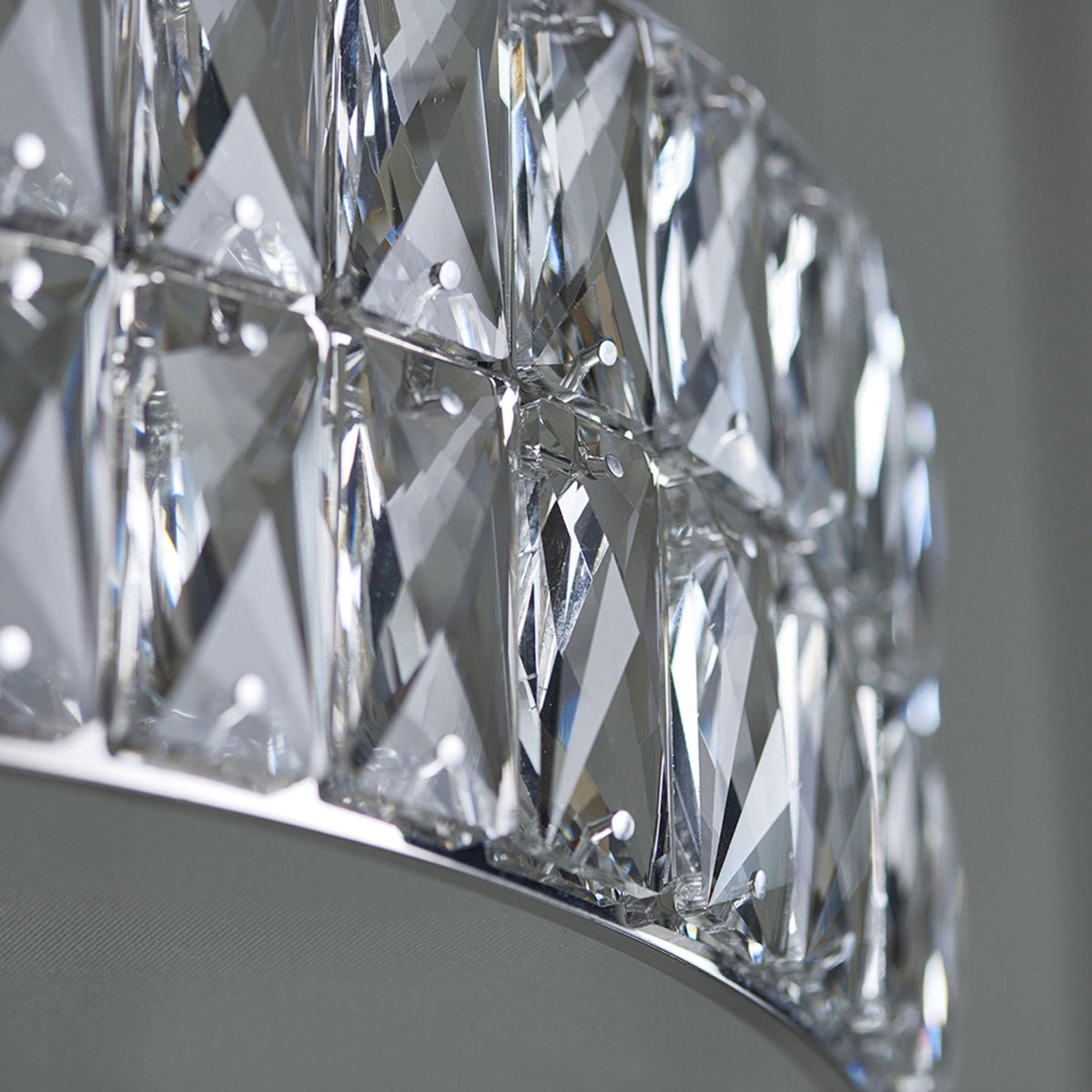 Verina LED Round Pendant in Chrome and Clear Crystal