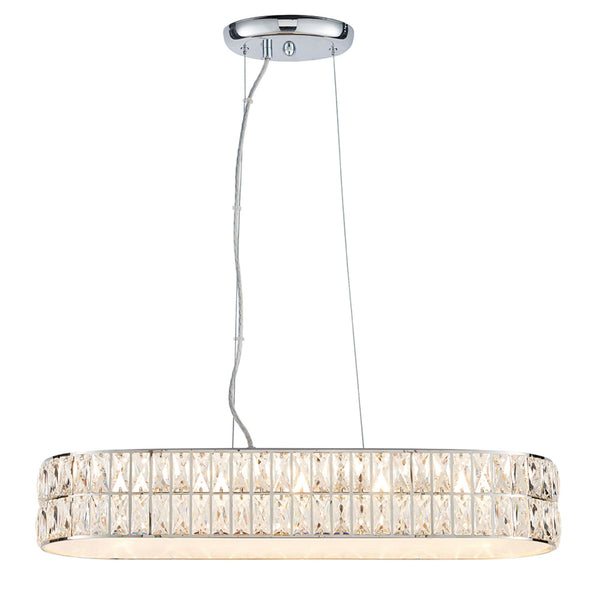 Verina LED Oblong Pendant in Chrome and Clear Crystal