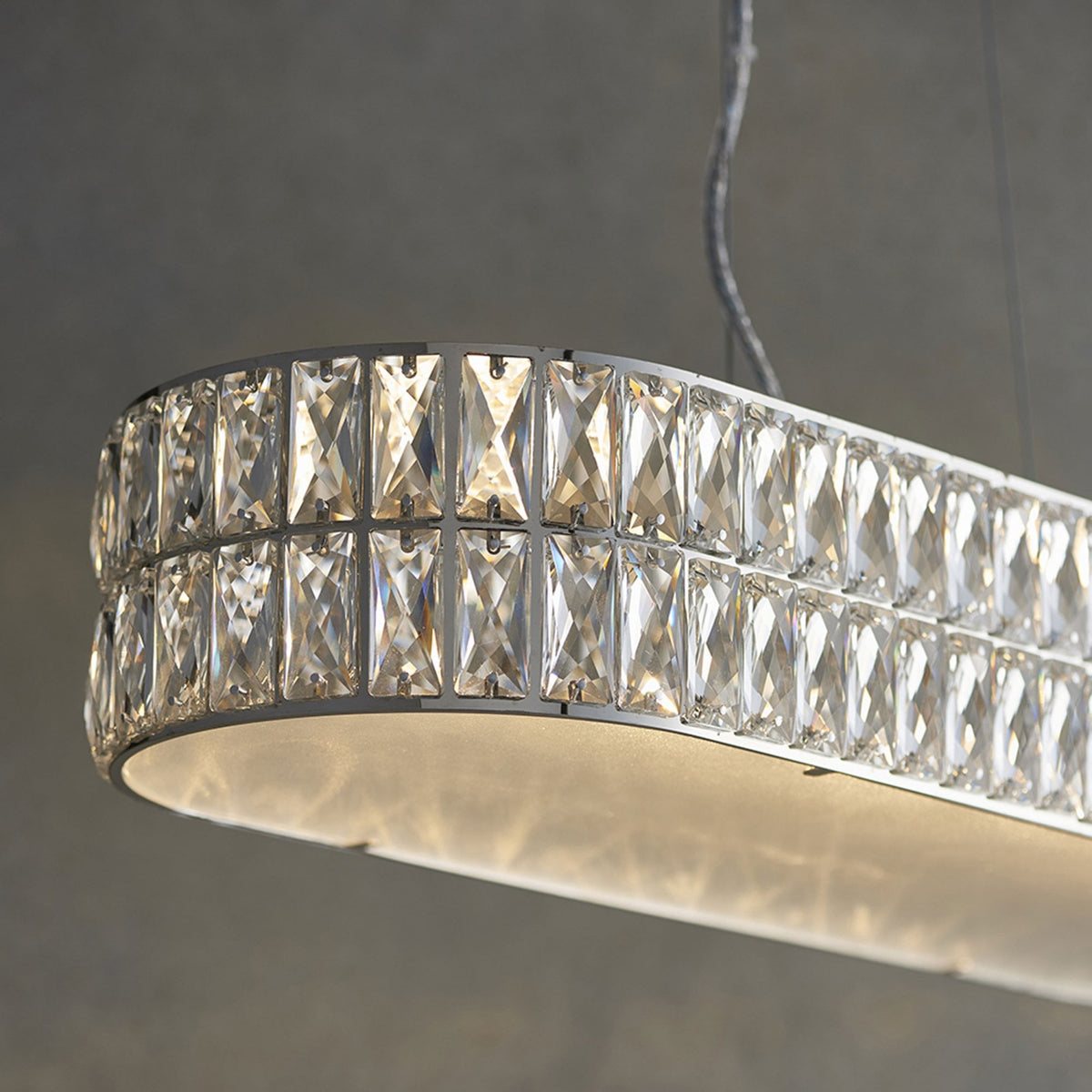Verina LED Oblong Pendant in Chrome and Clear Crystal