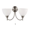 Alton Twin Arm Wall Light in Satin Chrome & Opal Glass