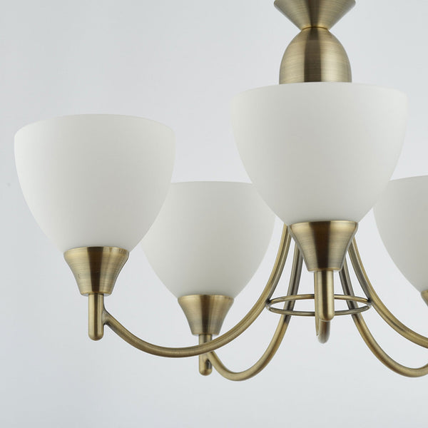 Alton 5lt Pendant in Antique Brass & Opal Glass