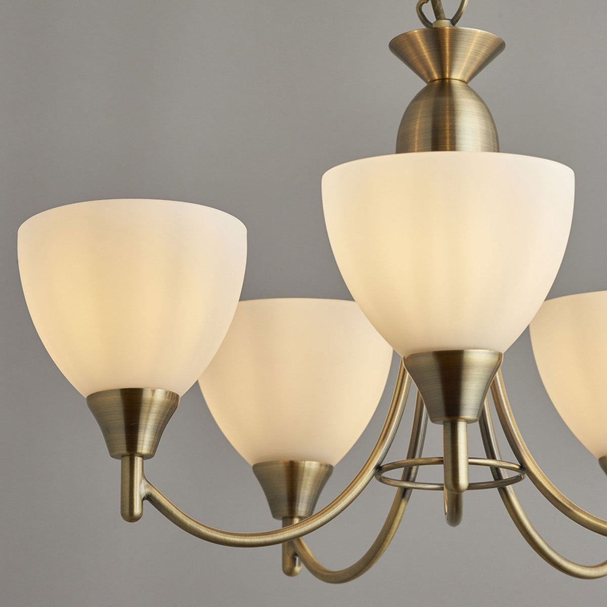 Alton 5lt Pendant in Antique Brass & Opal Glass