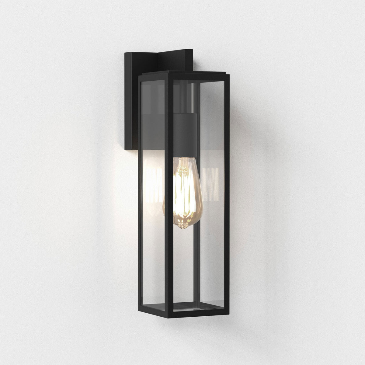Harvard Lantern IP44 Wall Light in Textured Black