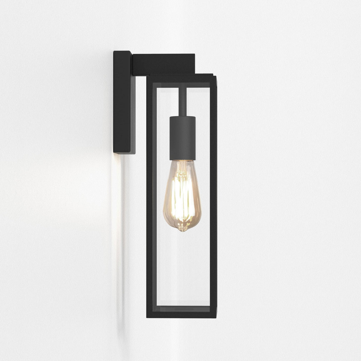 Harvard Lantern IP44 Wall Light in Textured Black