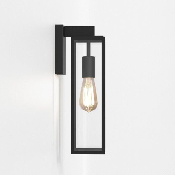 Harvard Lantern IP44 Wall Light in Textured Black