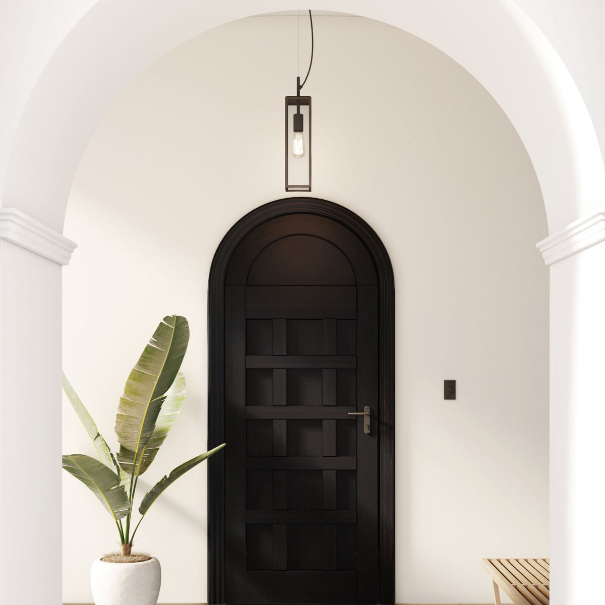 Harvard IP44 Exterior Pendant in Textured Black
