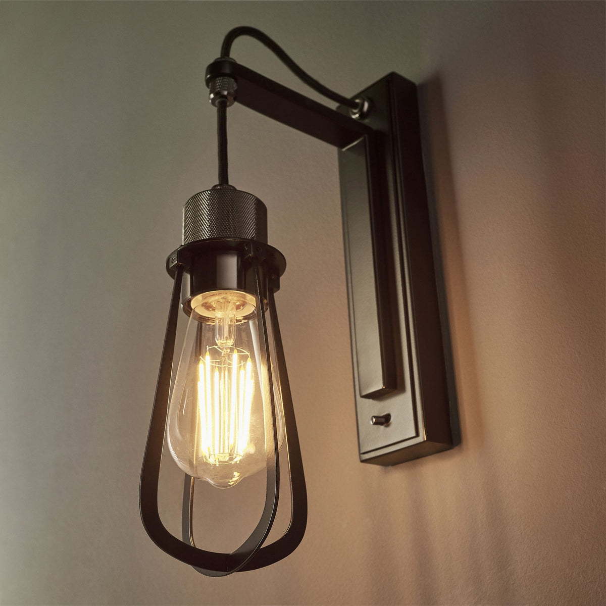 Urban Hanging Wall Light in Black Chrome Plate & Matt Black