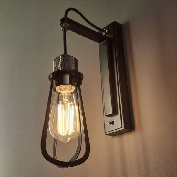 Urban Hanging Wall Light in Black Chrome Plate & Matt Black
