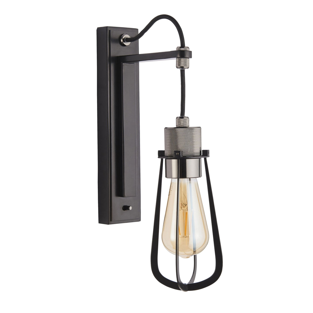 Urban Hanging Wall Light in Black Chrome Plate & Matt Black