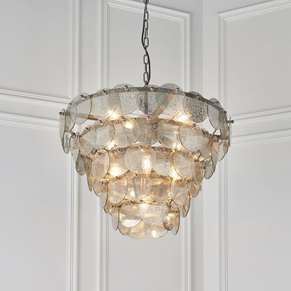 Sandford 9 Light Pendant with Mercury Glass