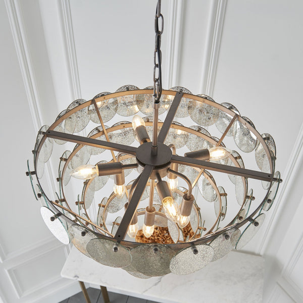 Sandford 9 Light Pendant with Mercury Glass