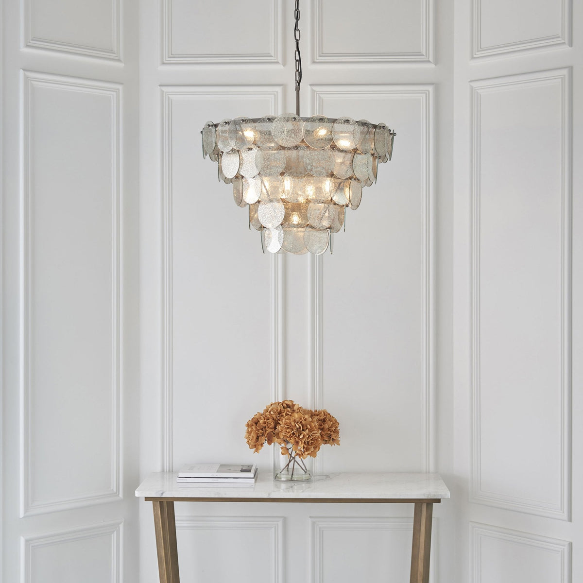 Sandford 9 Light Pendant with Mercury Glass