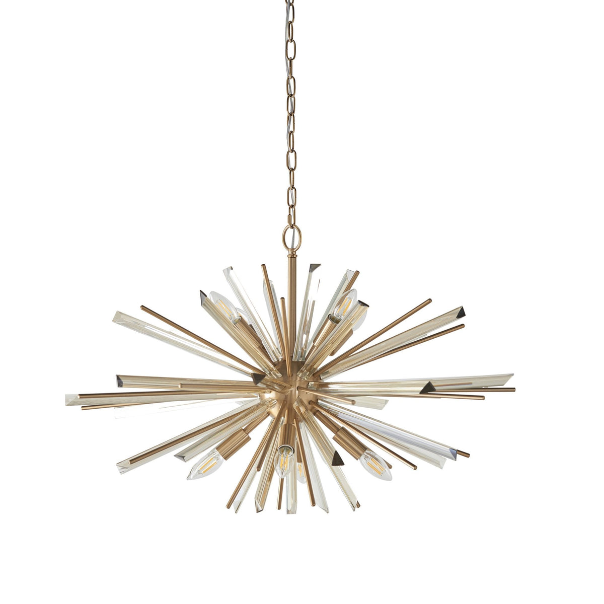 Easton 8 Light Pendant in Antique Brass & Champagne Glass