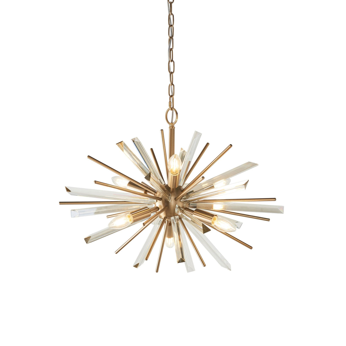Easton 6 Light Pendant in Antique Brass & Champagne Glass