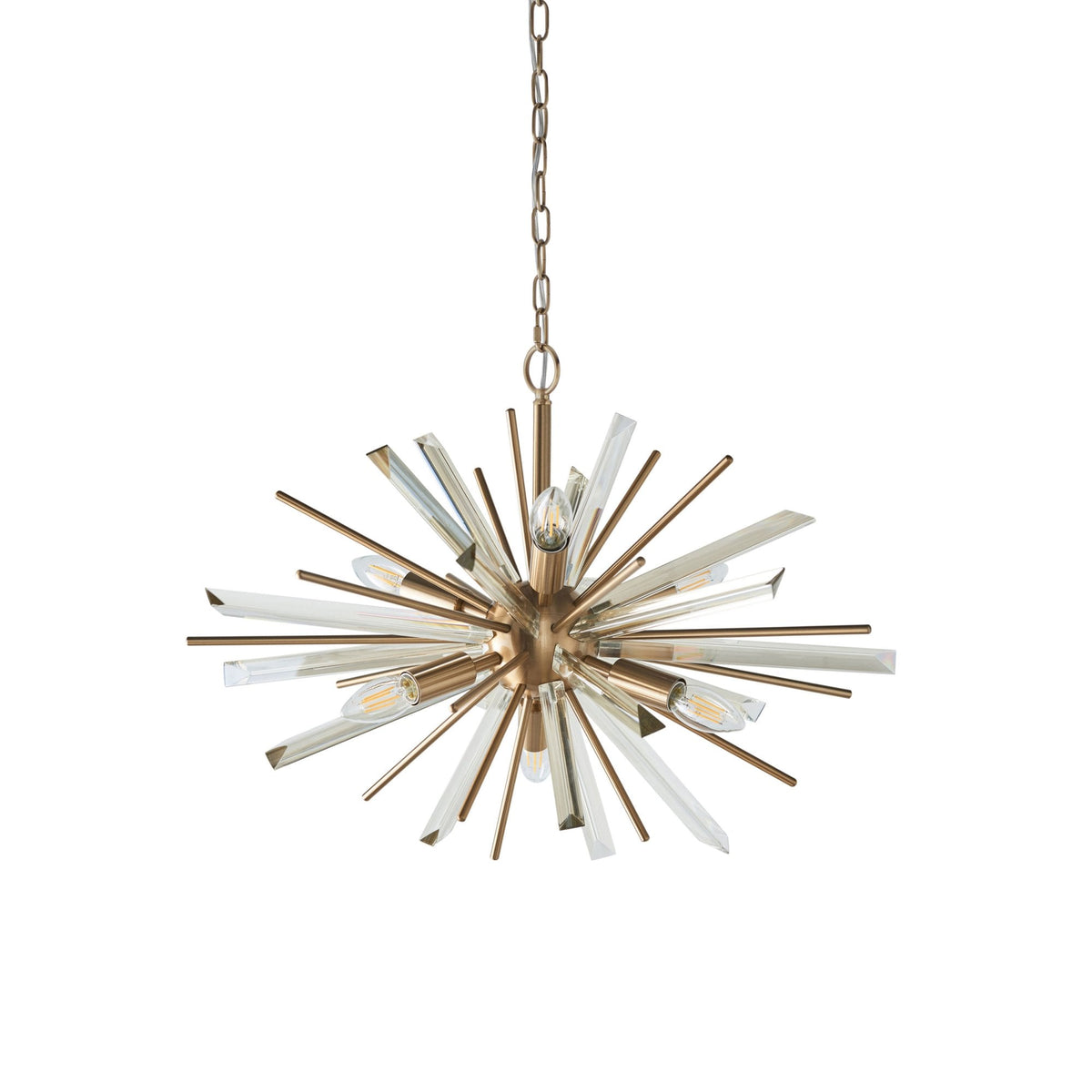 Easton 6 Light Pendant in Antique Brass & Champagne Glass