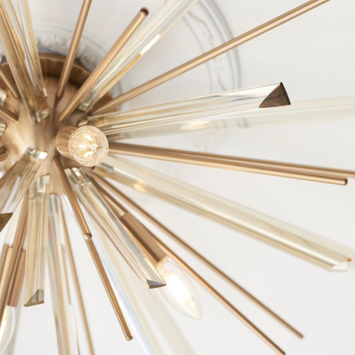 Easton 4 Light Semi Flush in Antique Brass & Champagne Glass