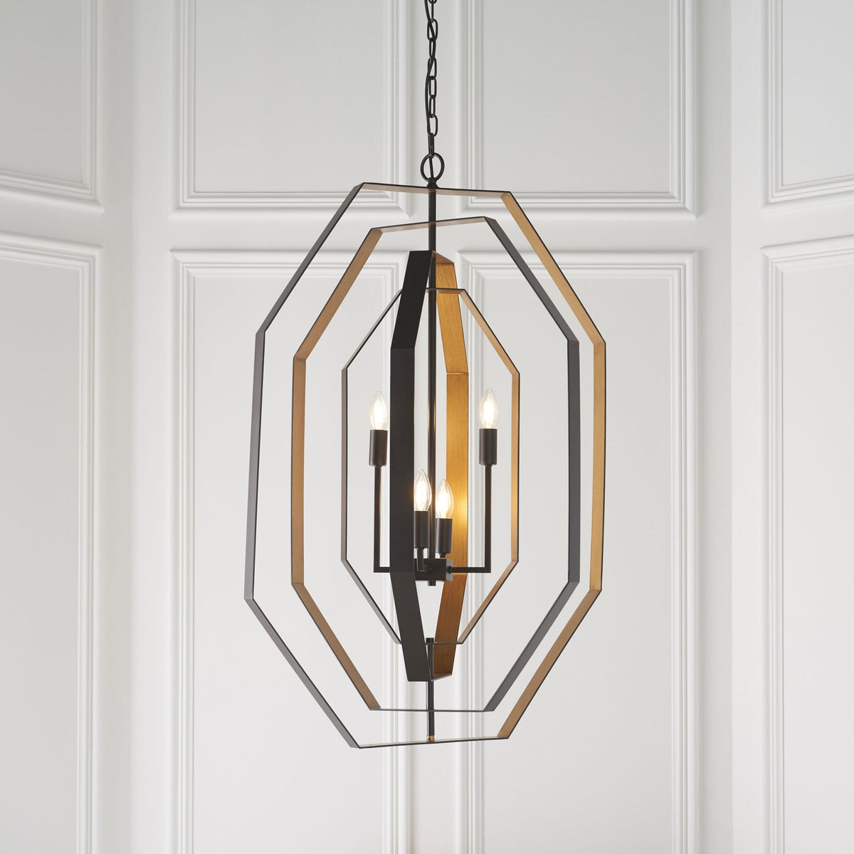 Kimmeridge 4 Light Pendant in Aged Bronze & Antique Gold
