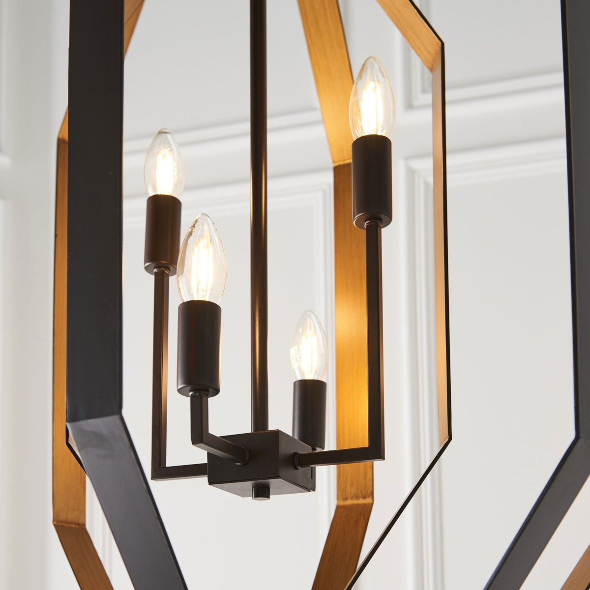 Kimmeridge 4 Light Pendant in Aged Bronze & Antique Gold