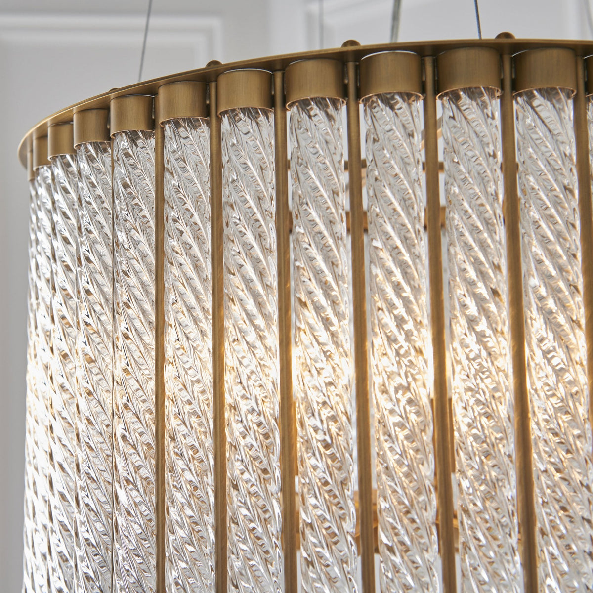 Romola Six Light Pendant in Matt Gold & Glass Rods