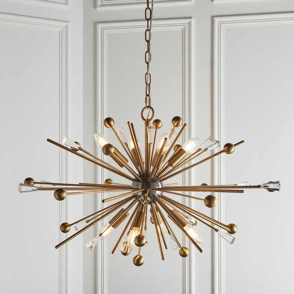 Orcia Eight Light Pendant in Aged Brass & Black Nickel