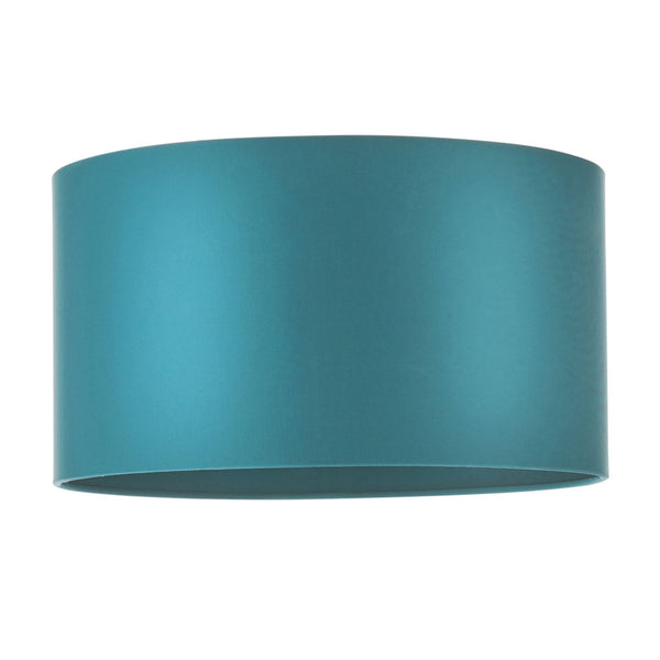 Putney Cylinder Shade in Teal Satin Fabric