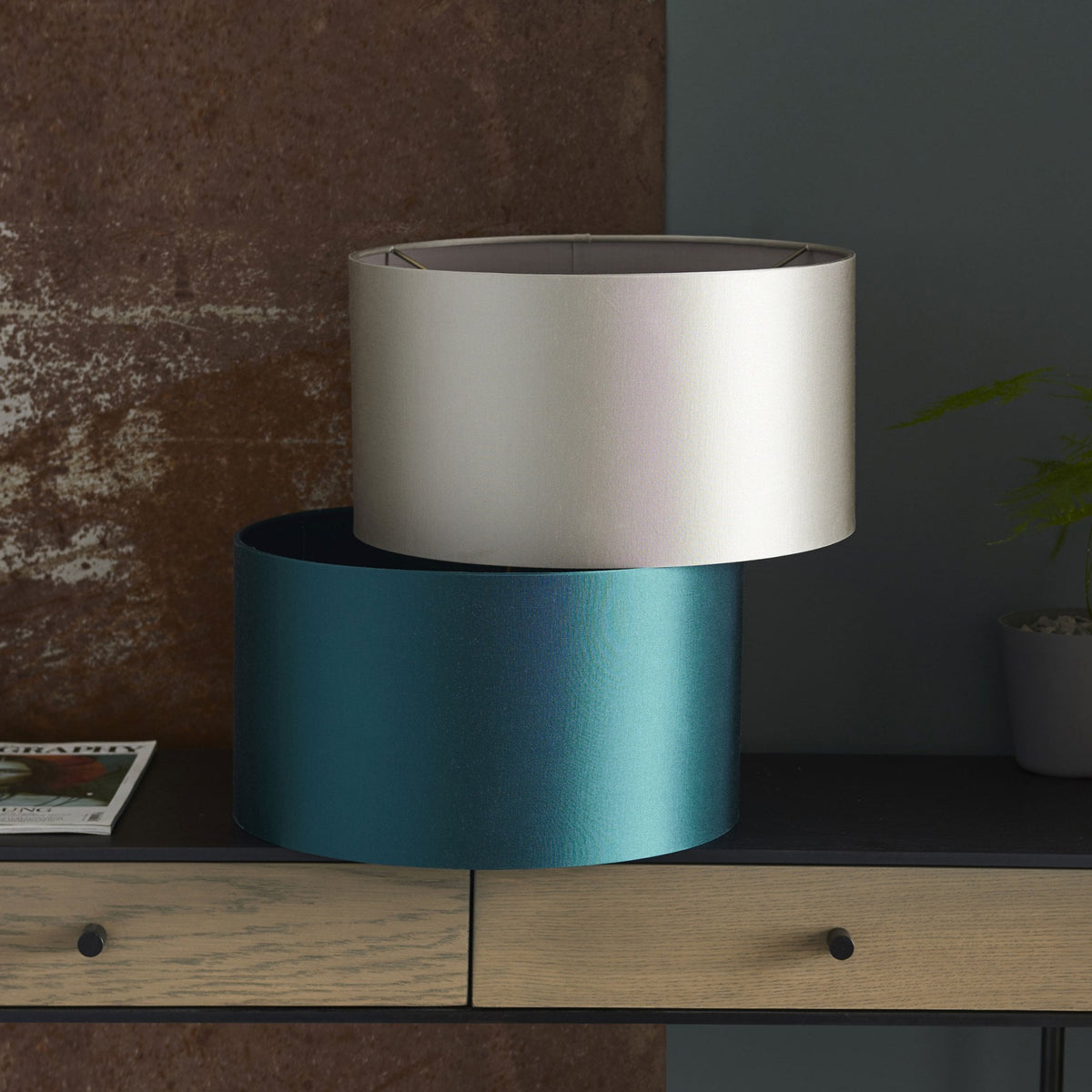 Putney Cylinder Shade in Mink Satin Fabric