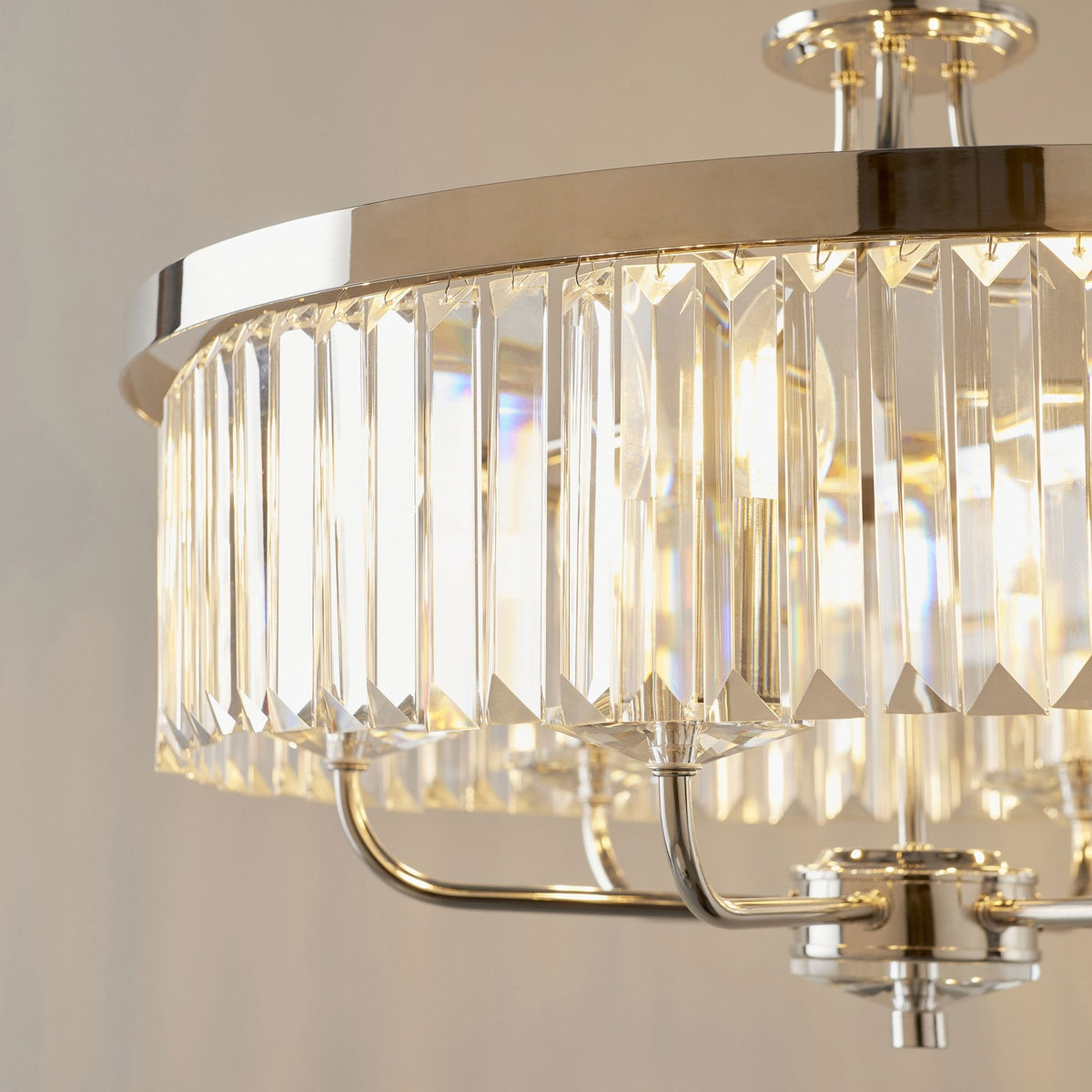 Yetminster 6 Light Pendant in Nickel & Clear Cut Glass