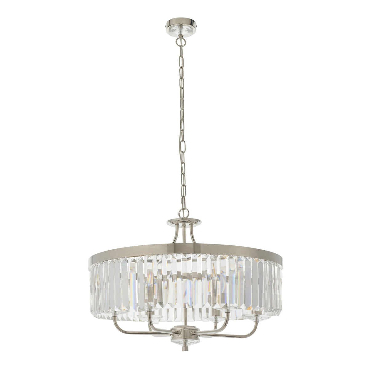 Yetminster 6 Light Pendant in Nickel & Clear Cut Glass