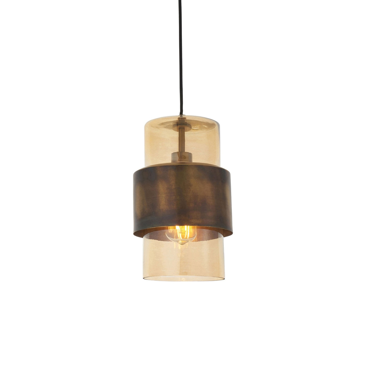 Chiswell Pendant in Brass Patina & Champagne Lustre Glass