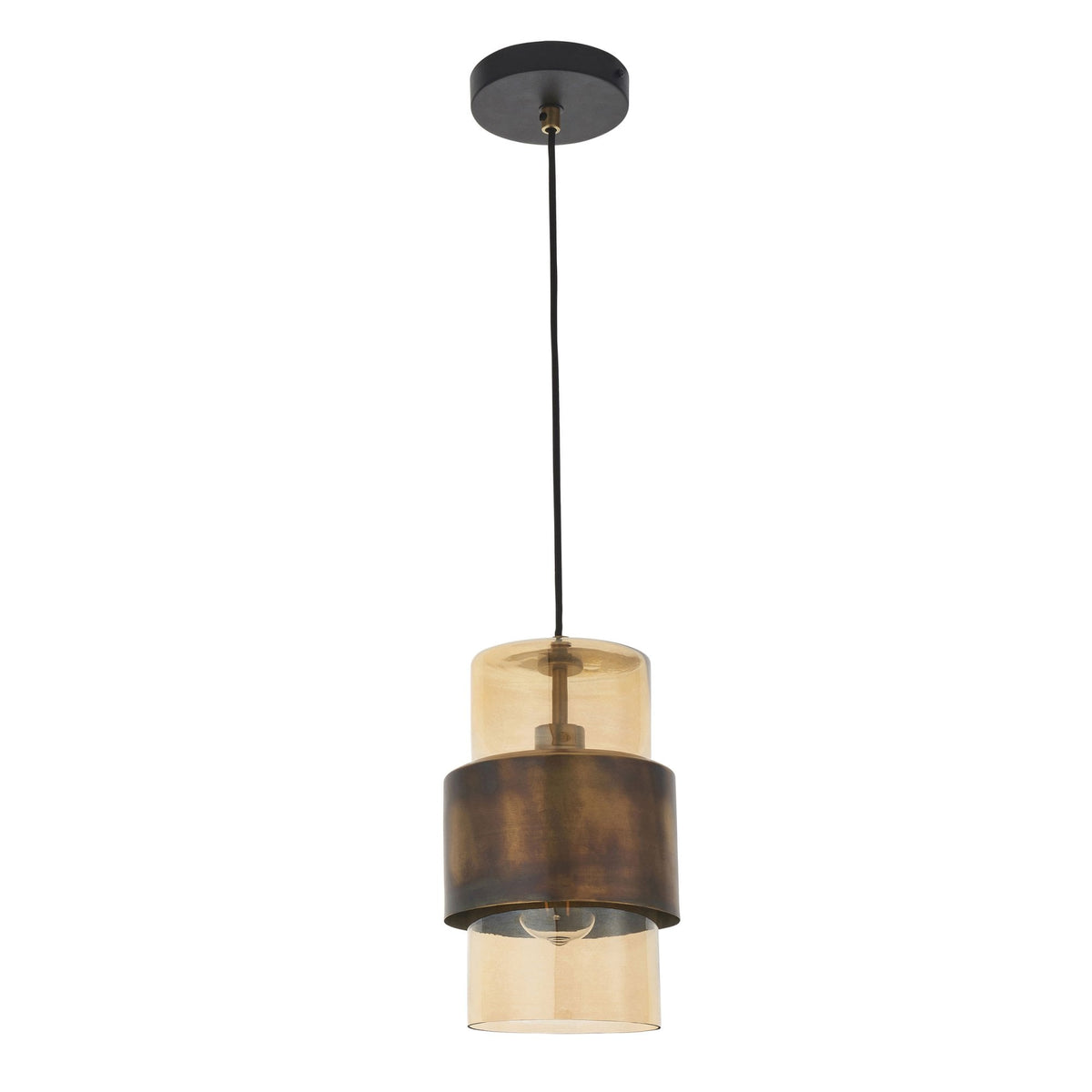 Chiswell Pendant in Brass Patina & Champagne Lustre Glass
