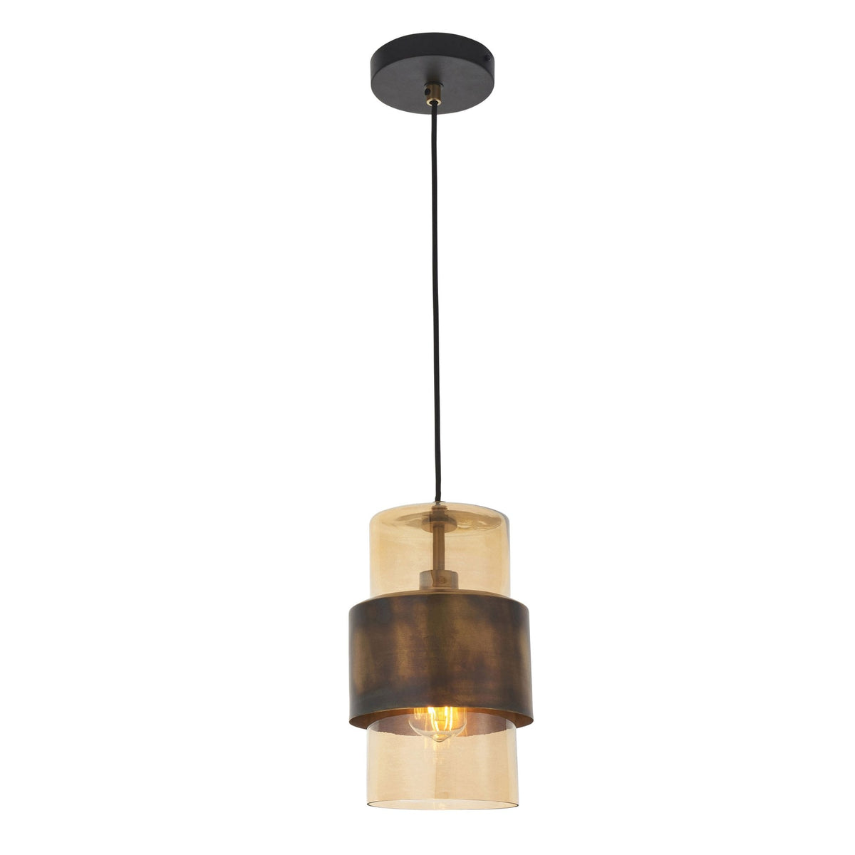Chiswell Pendant in Brass Patina & Champagne Lustre Glass