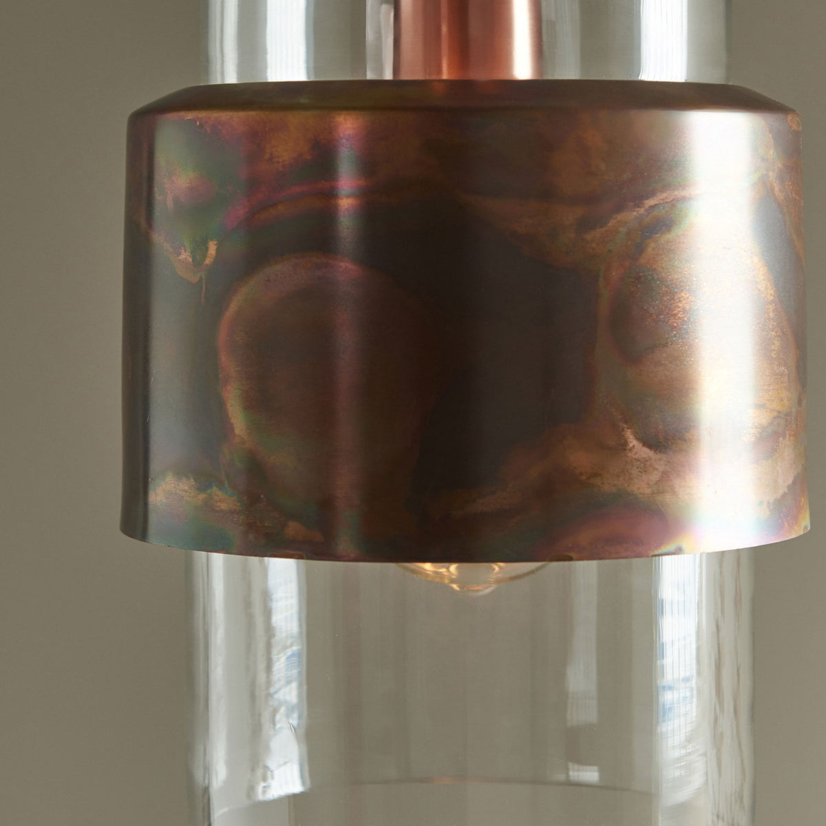 Chiswell Pendant in Copper Patina & Clear Glass