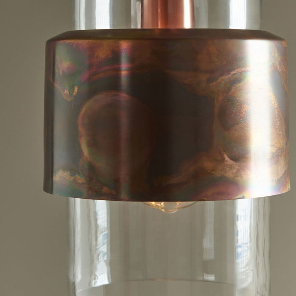 Chiswell Pendant in Copper Patina & Clear Glass