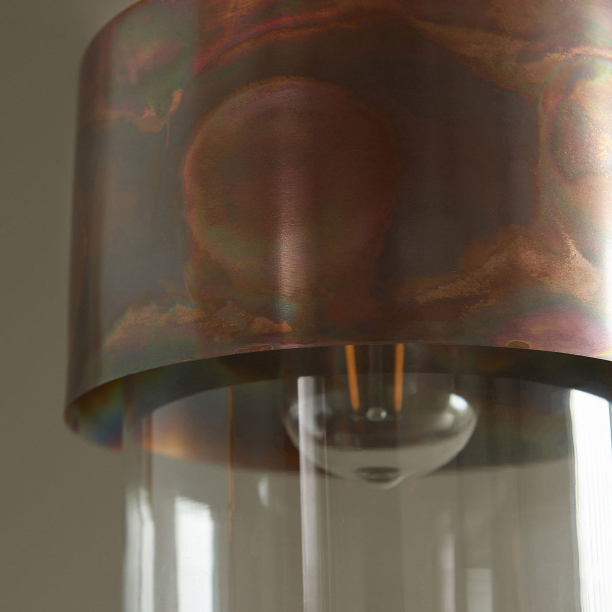Chiswell Pendant in Copper Patina & Clear Glass