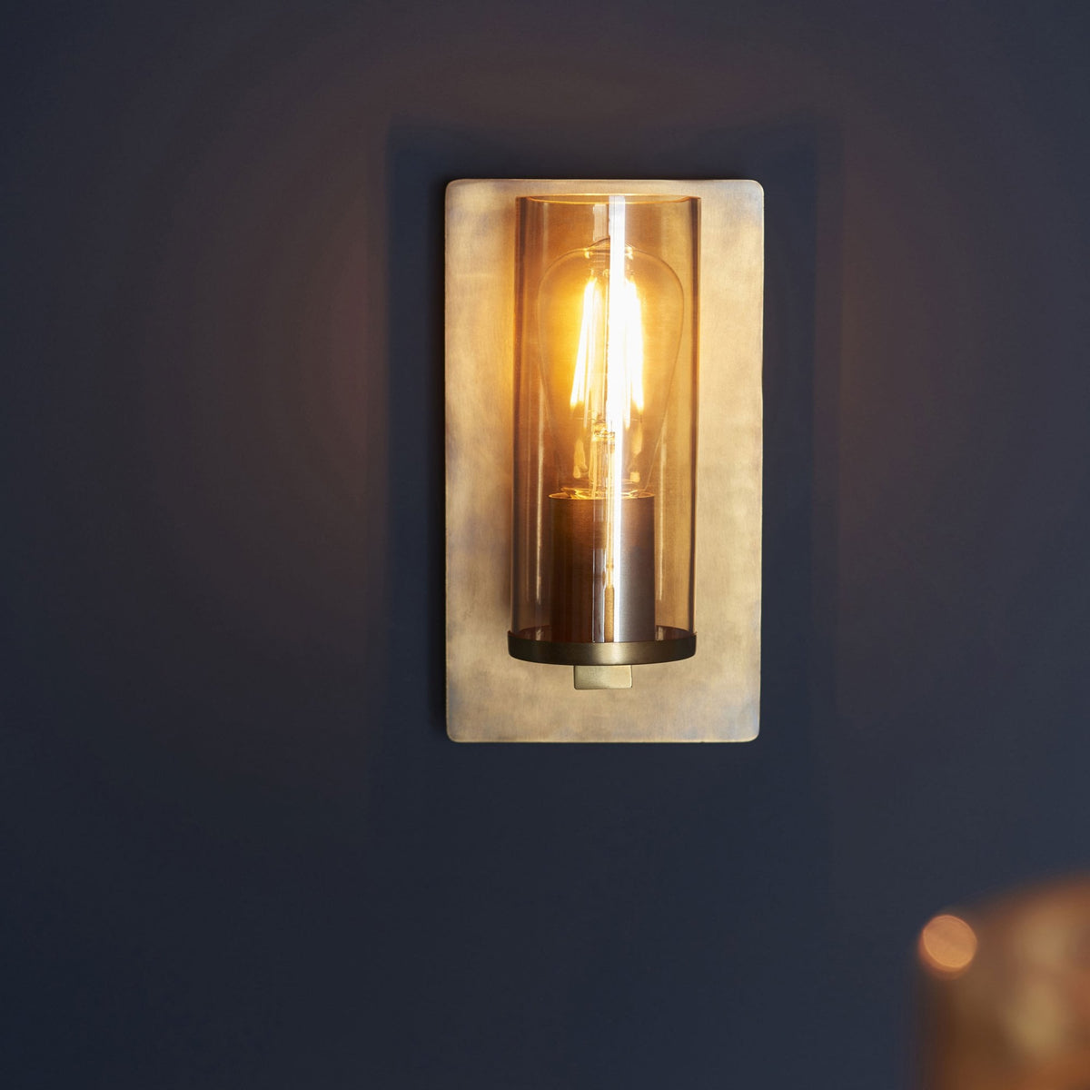 Chiswell Wall Light in Brass Patina & Champagne Lustre Glass
