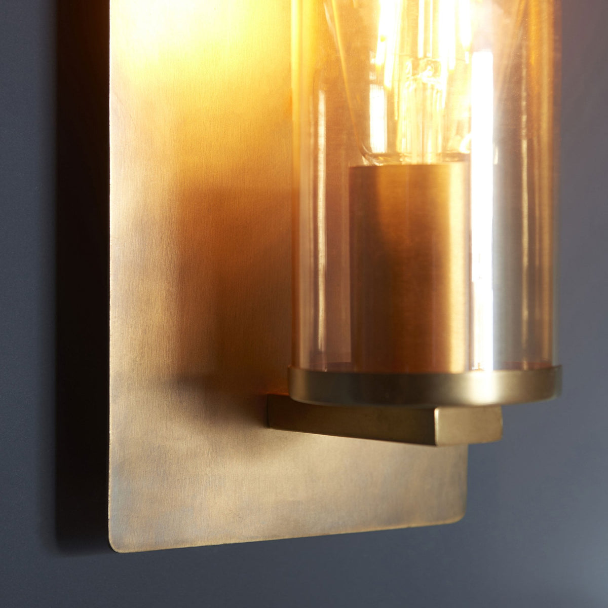 Chiswell Wall Light in Brass Patina & Champagne Lustre Glass