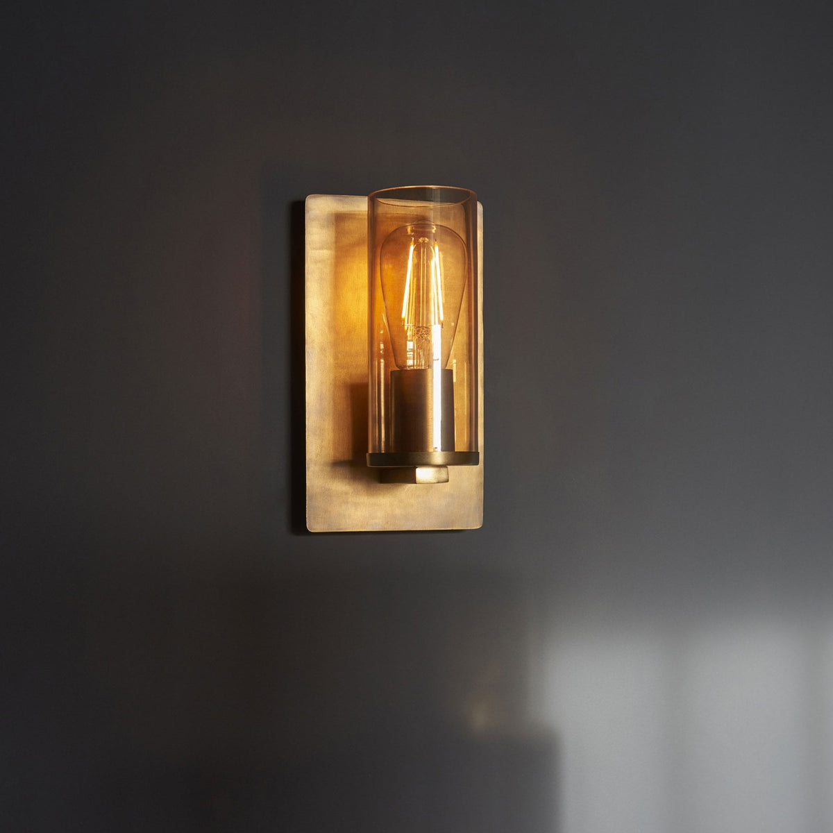 Chiswell Wall Light in Brass Patina & Champagne Lustre Glass